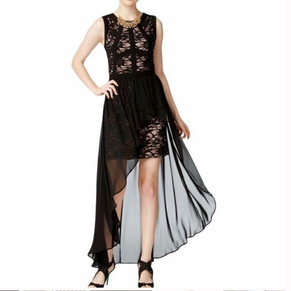 Morgan & Co black formal mini lace dress Sz- 5/6 - Picture 2 of 16